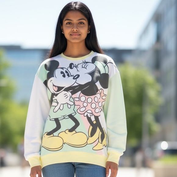 Vintage Disney Mickey and Minnie Mouse Oversized Pastel Sweatshirt 3X Disneyana - Picture 4 of 11